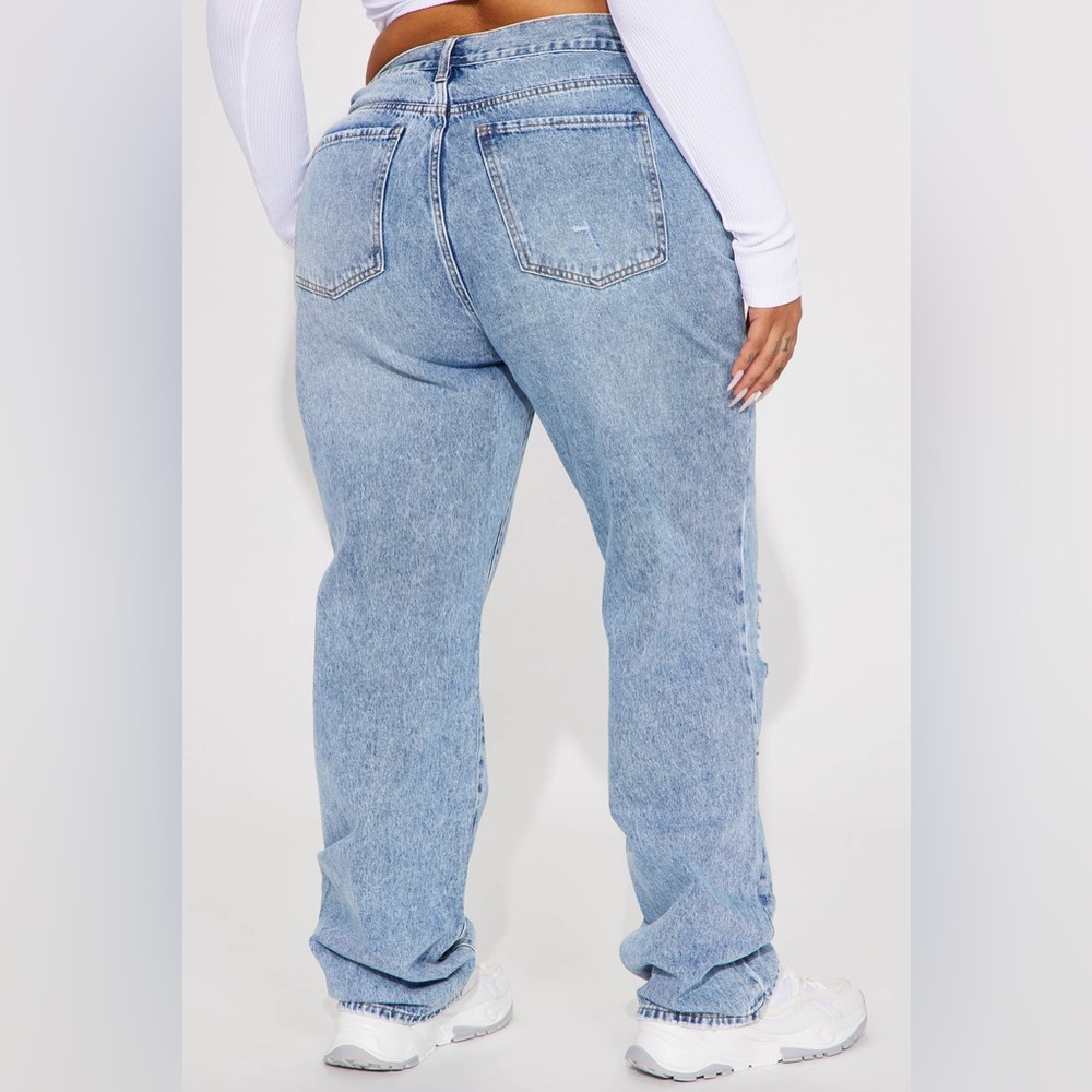 ❥𝖥𝖠𝖲𝖧𝖨𝖮𝖭𝗡𝗢𝗩𝗔: Only One Non Stretch Ripped Straight Leg Jean - Medium Wash - Picture 8 of 11